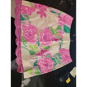 Lilly Pulitzer Cynthia Multicolor Bermuda Pink Floral Skirt Size 0, MSRP $120
